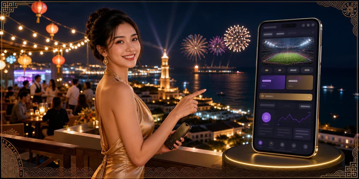 Du khách tại bãi biển Phú Quốc dùng điện thoại tham gia slots và live casino với voucher xsbdinh